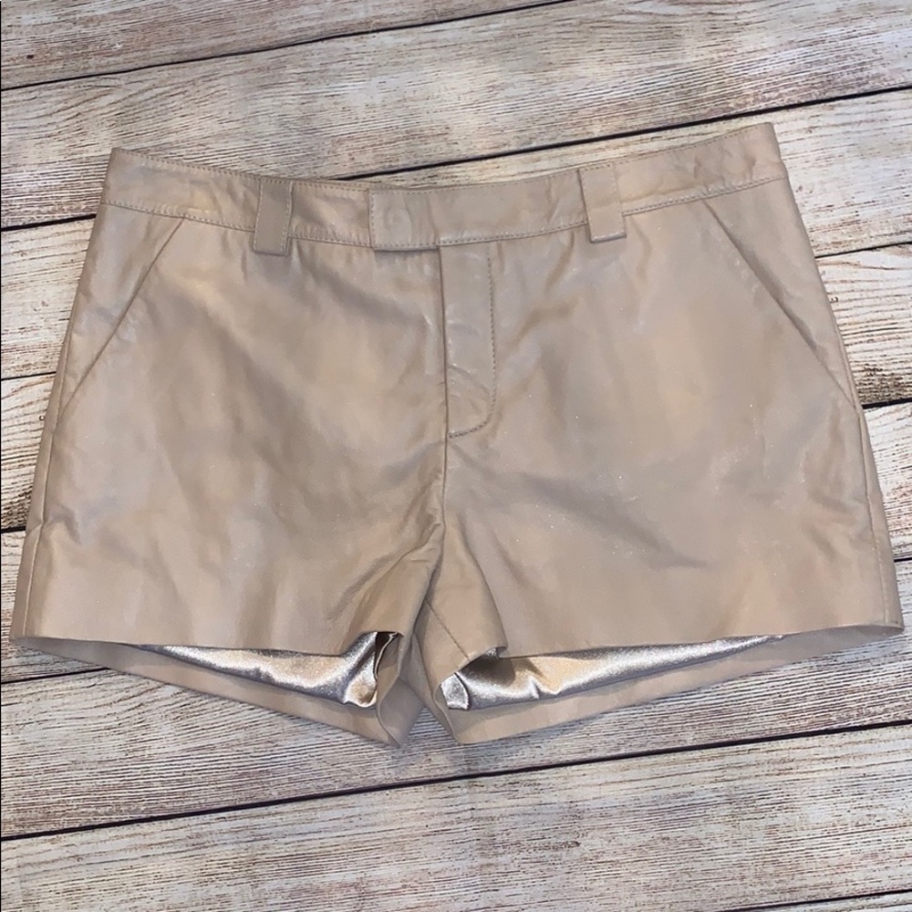 Marciano pale pink leather shorts